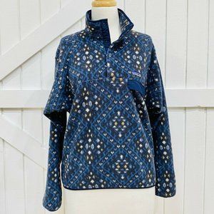 Patagonia M Howl Stone Blue White Snap-T Synchilla